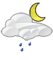 Partly cloudy with light rain
