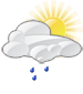Partly cloudy with light rain Partly cloudy with light rain