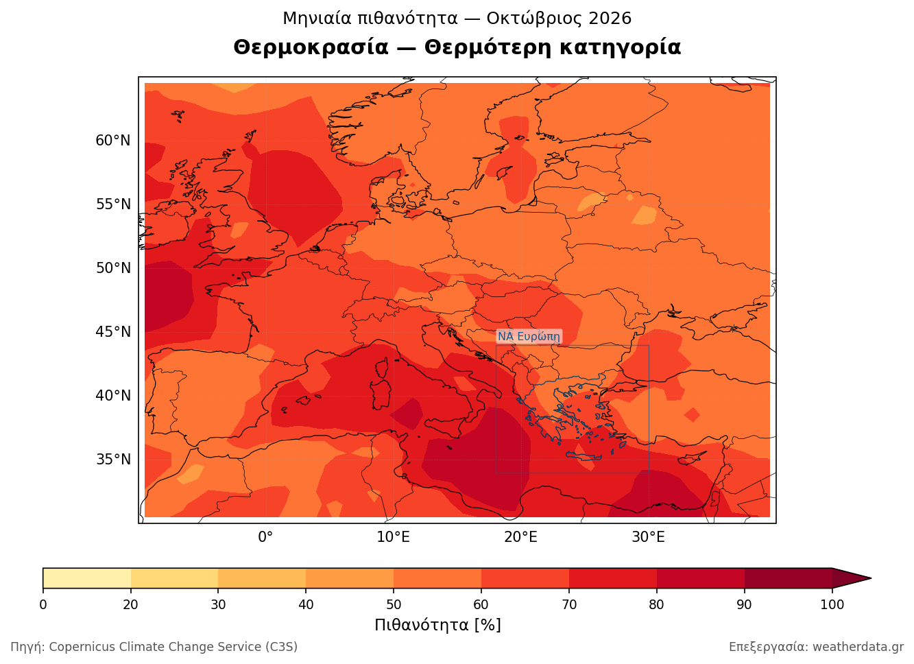 Χάρτης πιθανοτήτων θερμοκρασίας